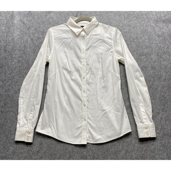 Banana Republic Shirt Womens 6 White Non-Iron Fitted Button Down Texture - Picture 1 of 14